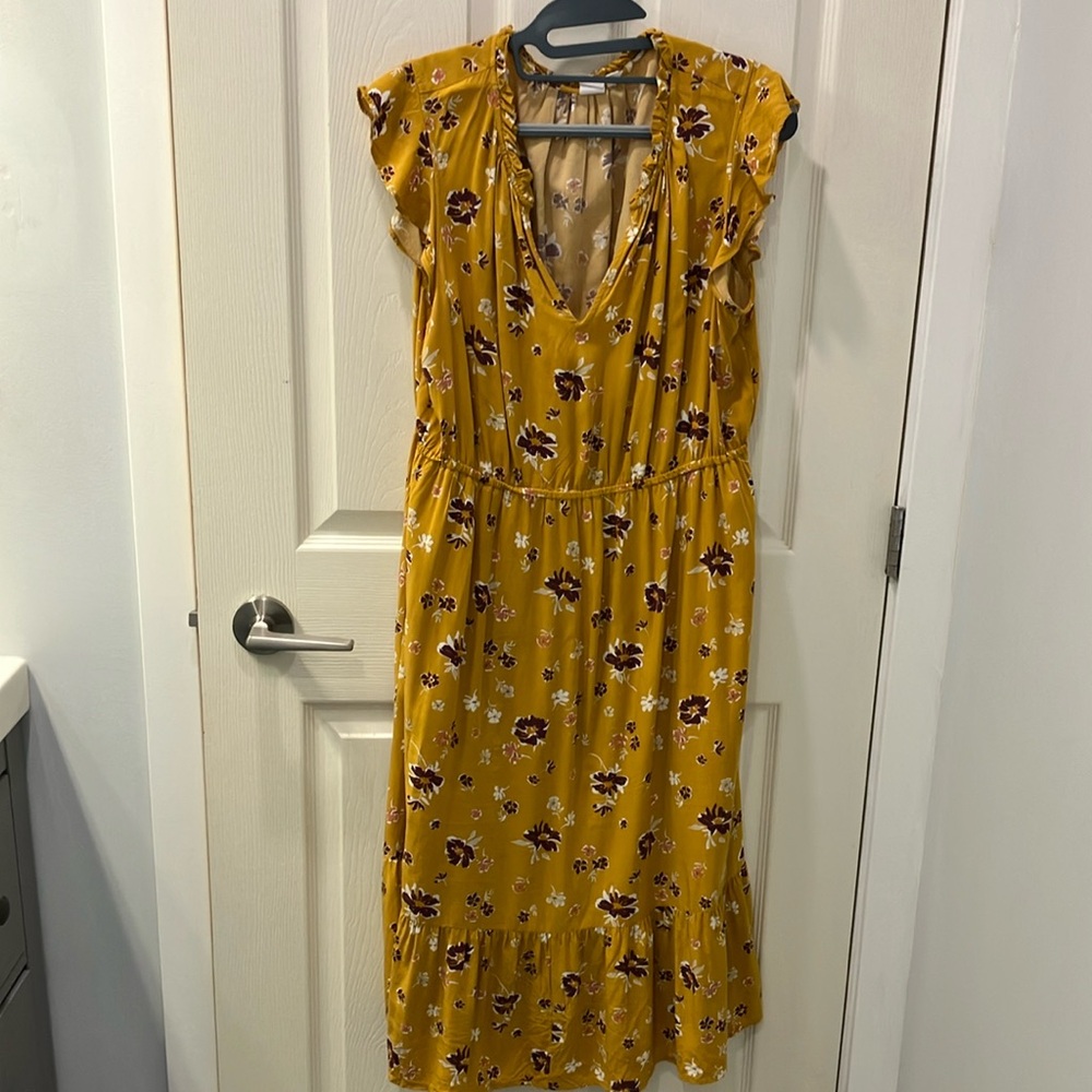 GAP Floral Yellow Dress with flutter sleeves